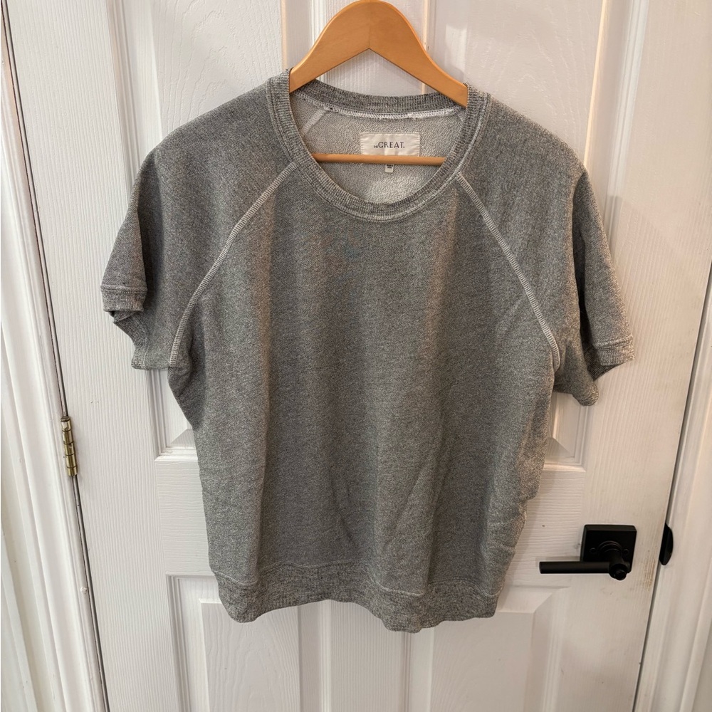 THE GREAT. Heather Gray Knit Top